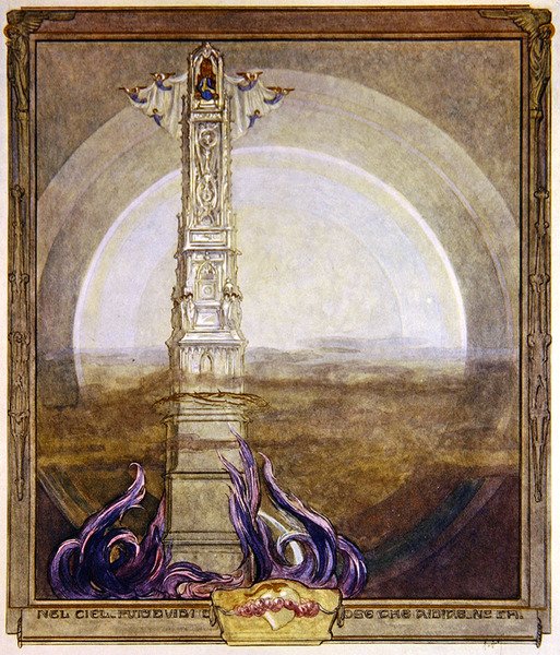 Ilustracja z Boskiej komedii Dantego, Paradiso, Canto I, 1921 (wc na papierze) autorstwa Franz von Bayros