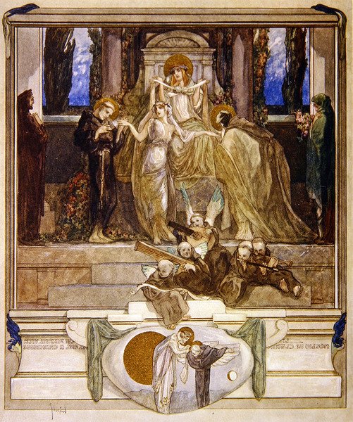 Ilustracja z Boskiej komedii Dantego, Paradiso, Canto XI, 1921 (wc na papierze) autorstwa Franz von Bayros