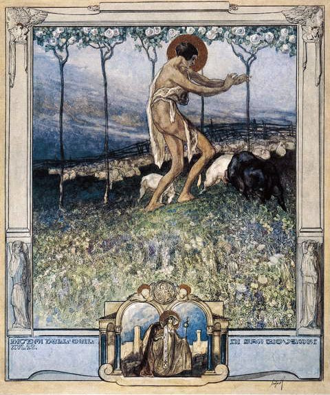 Ilustracja z Boskiej komedii Dantego, Paradiso, Canto XVI, 1921 (wc na papierze) autorstwa Franz von Bayros