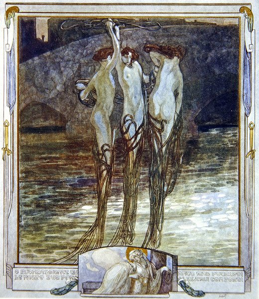 Ilustracja z Boskiej komedii Dantego, Paradiso, Canto XVI, 1921 (wc na papierze) autorstwa Franz von Bayros