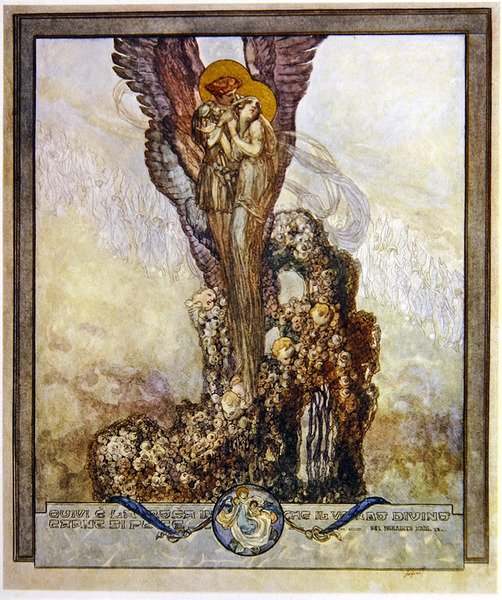 Ilustracja z Dantes Boska komedia, Raj, kanto XXIII, 1921 (wc na papierze) autorstwa Franz von Bayros