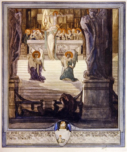Ilustracja z Boskiej komedii Dantego, Paradiso, Canto XXVIII, 1921 (wc na papierze) autorstwa Franz von Bayros