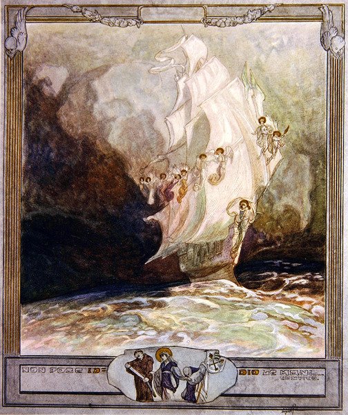 Ilustracja z Dantes Boska komedia, Raj, kanto XXVII, 1921 (wc na papierze) autorstwa Franz von Bayros