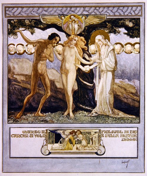 Ilustracja z Dantes Boska komedia, Raj, kanto XXXII, 1921 (wc na papierze) autorstwa Franz von Bayros