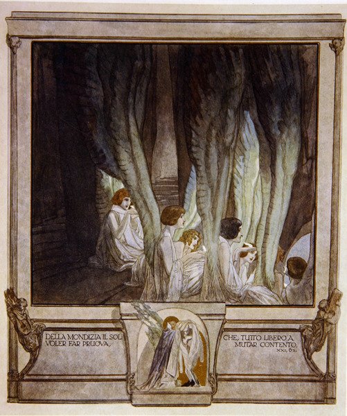 Ilustracja z Boskiej komedii Dantesa, Czyściec, Canto XXI: 62, 1921 (wc na papierze) autorstwa Franz von Bayros