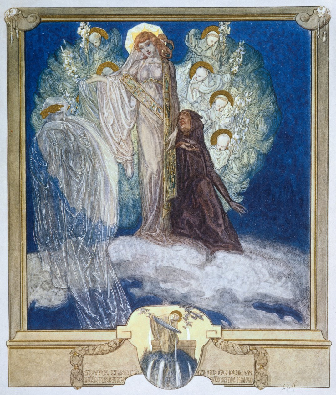 Ilustracja z Boskiej komedii Dantego, Czyściec, Canto XXX, 1921 (wc na papierze) autorstwa Franz von Bayros