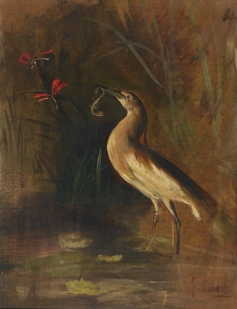 Czapla i salamandra autorstwa Franz von Lenbach