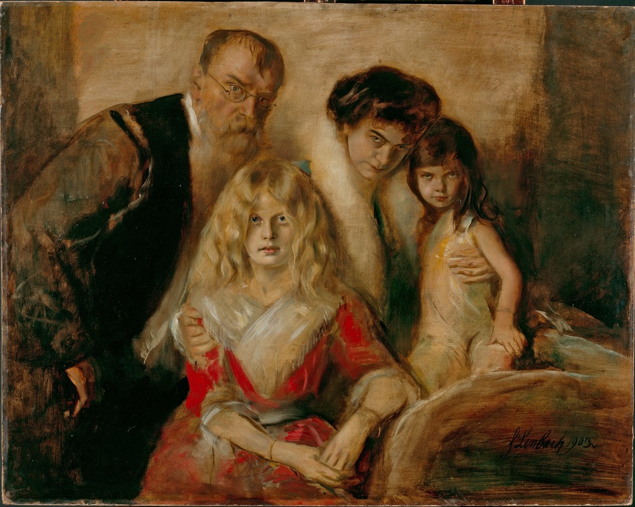 Niemcy: Franz von Lenbach, Autoportret z żoną i córkami Rodzina von Lenbach autorstwa Franz von Lenbach