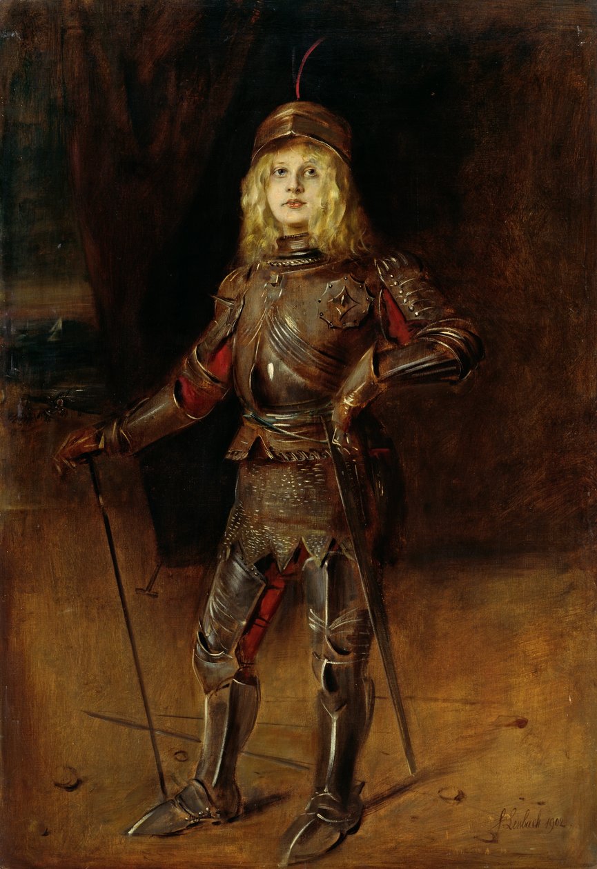 Marion Lenbach w zbroi rycerskiej autorstwa Franz von Lenbach