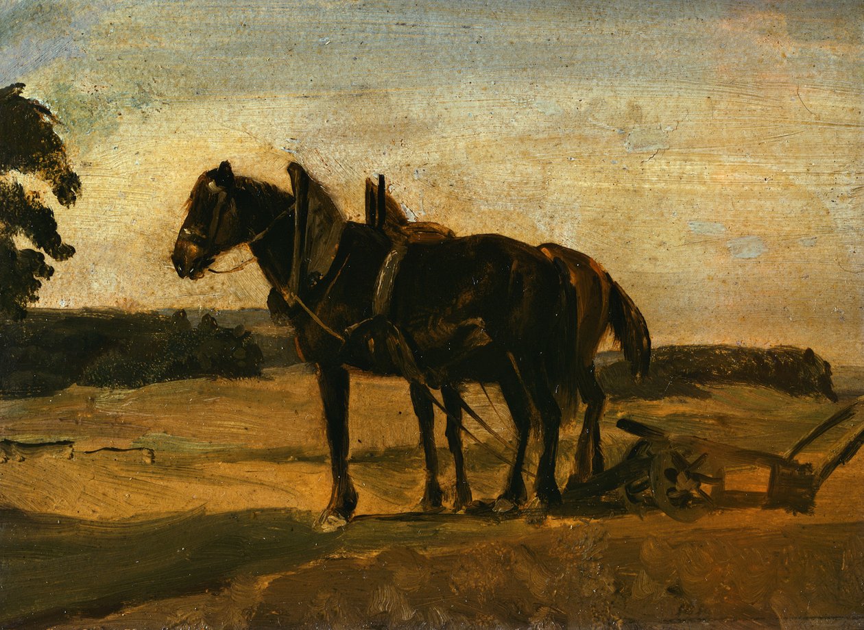Konie przed pługiem autorstwa Franz von Lenbach