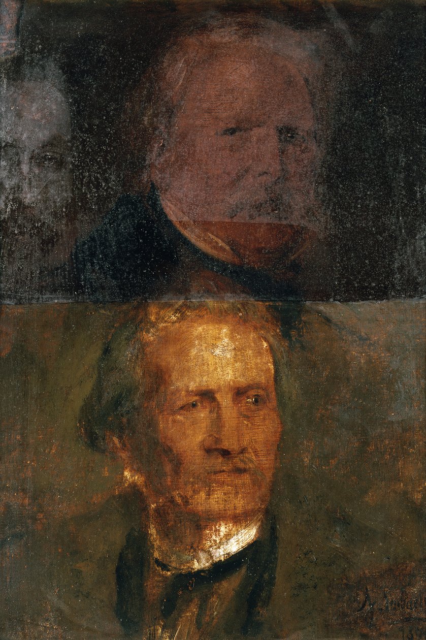 Studia portretowe (Moritz von Schwind i Gottfried Semper) autorstwa Franz von Lenbach