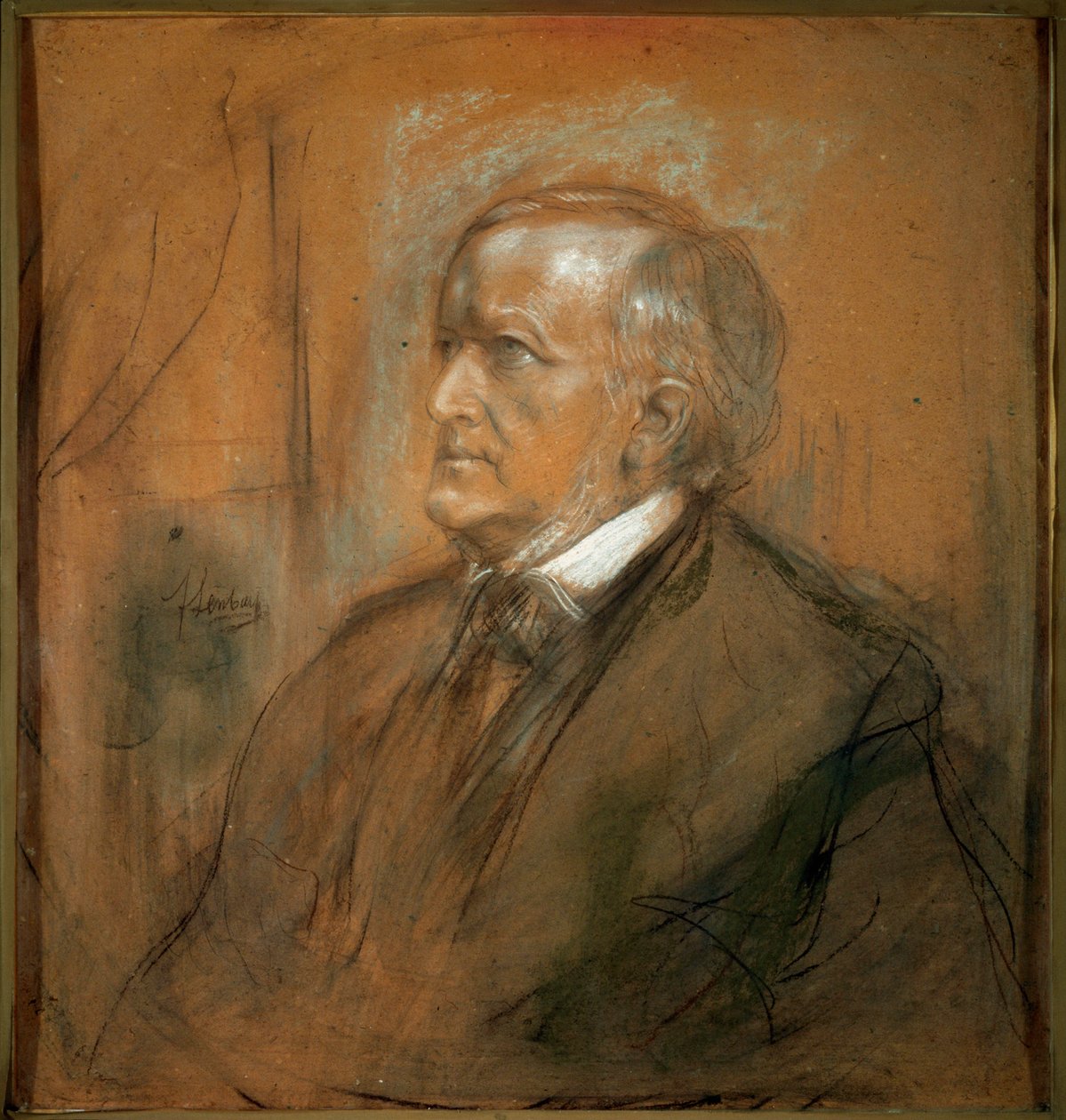 Portret kompozytora Ryszarda Wagnera, 1813-1883, 1868. autorstwa Franz von Lenbach