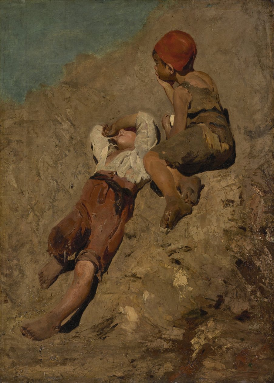 Dwóch chłopów na stoku autorstwa Franz von Lenbach