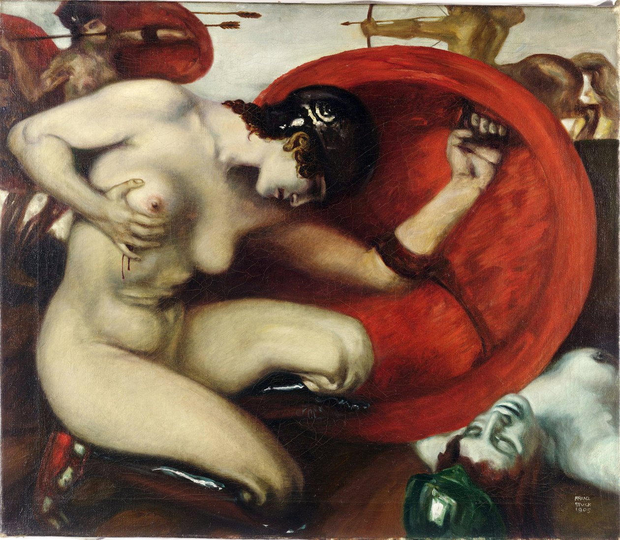 Amazone blessee - Ranna Amazonka par Stuck, Franz, Ritter von (1863-1928). Olej na płótnie, format : 62,8x72,7 autorstwa Franz von Stuck