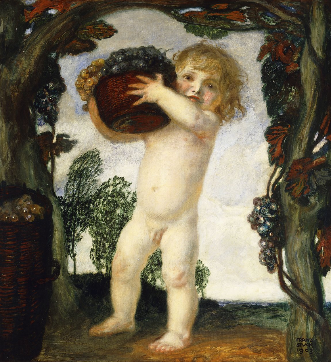 chłopiec z winogronami; Chłopiec z winogronami, 1903 autorstwa Franz von Stuck