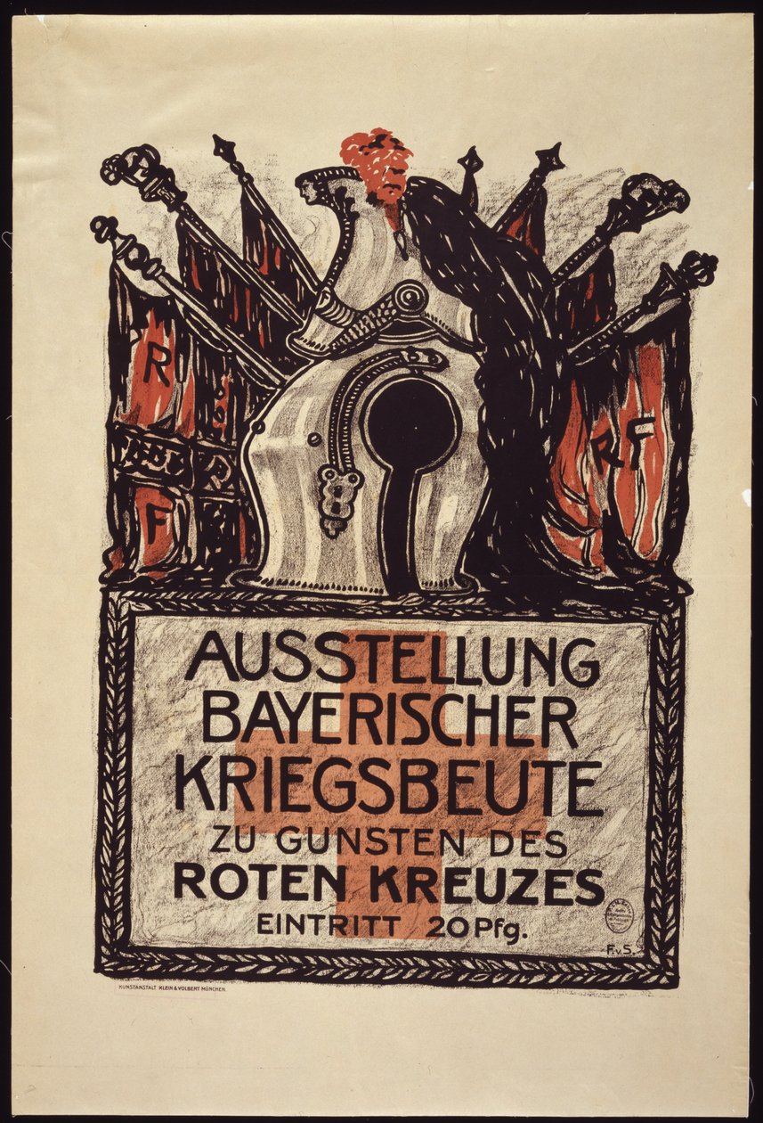 Wystawa łupów wojennych Bawarii na rzecz Czerwonego Krzyża, 1915 autorstwa Franz von Stuck