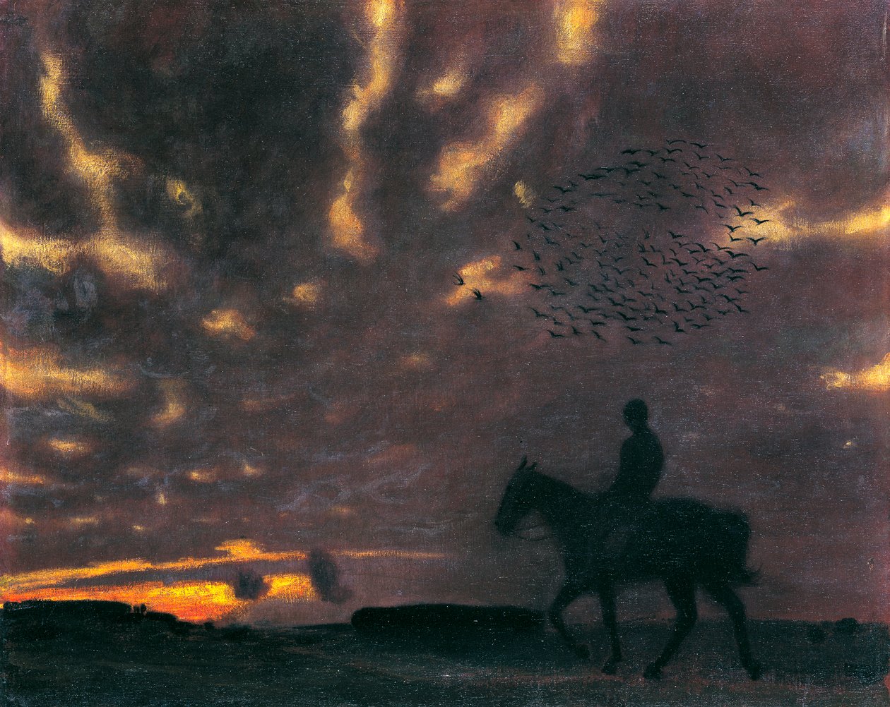 Jesienny wieczór z jeźdźcem autorstwa Franz von Stuck