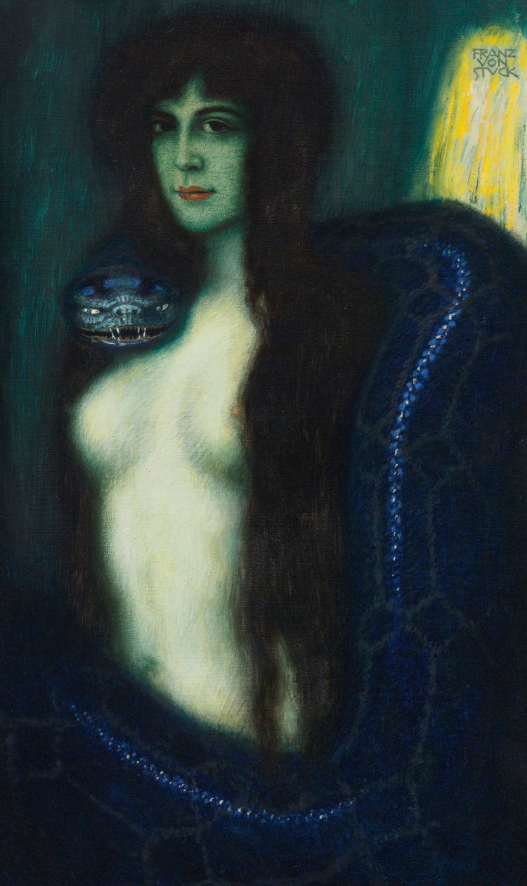 Le peche - The Sin par Stuck, Franz, Ritter von (1863-1928). Olej na płótnie, format : 90,2x53,3, , Kolekcja prywatna autorstwa Franz von Stuck
