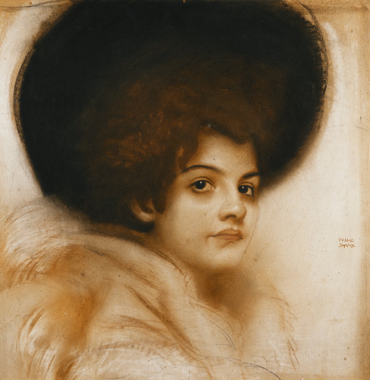 Portret damy w kapeluszu, autorstwa Franz von Stuck