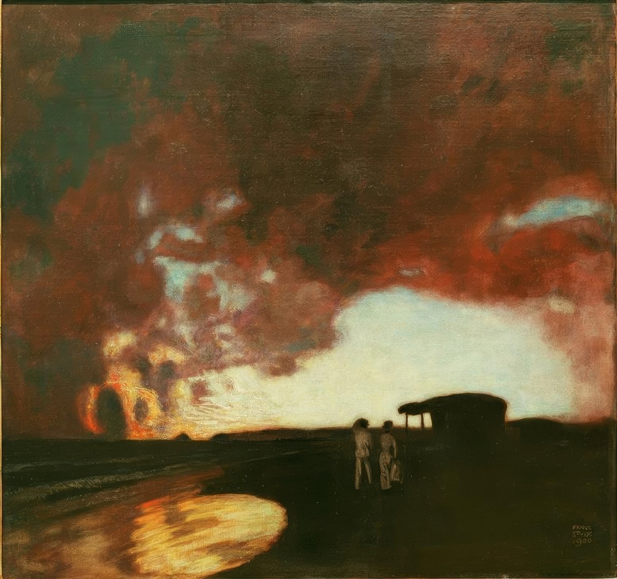 Zachód słońca nad morzem autorstwa Franz von Stuck