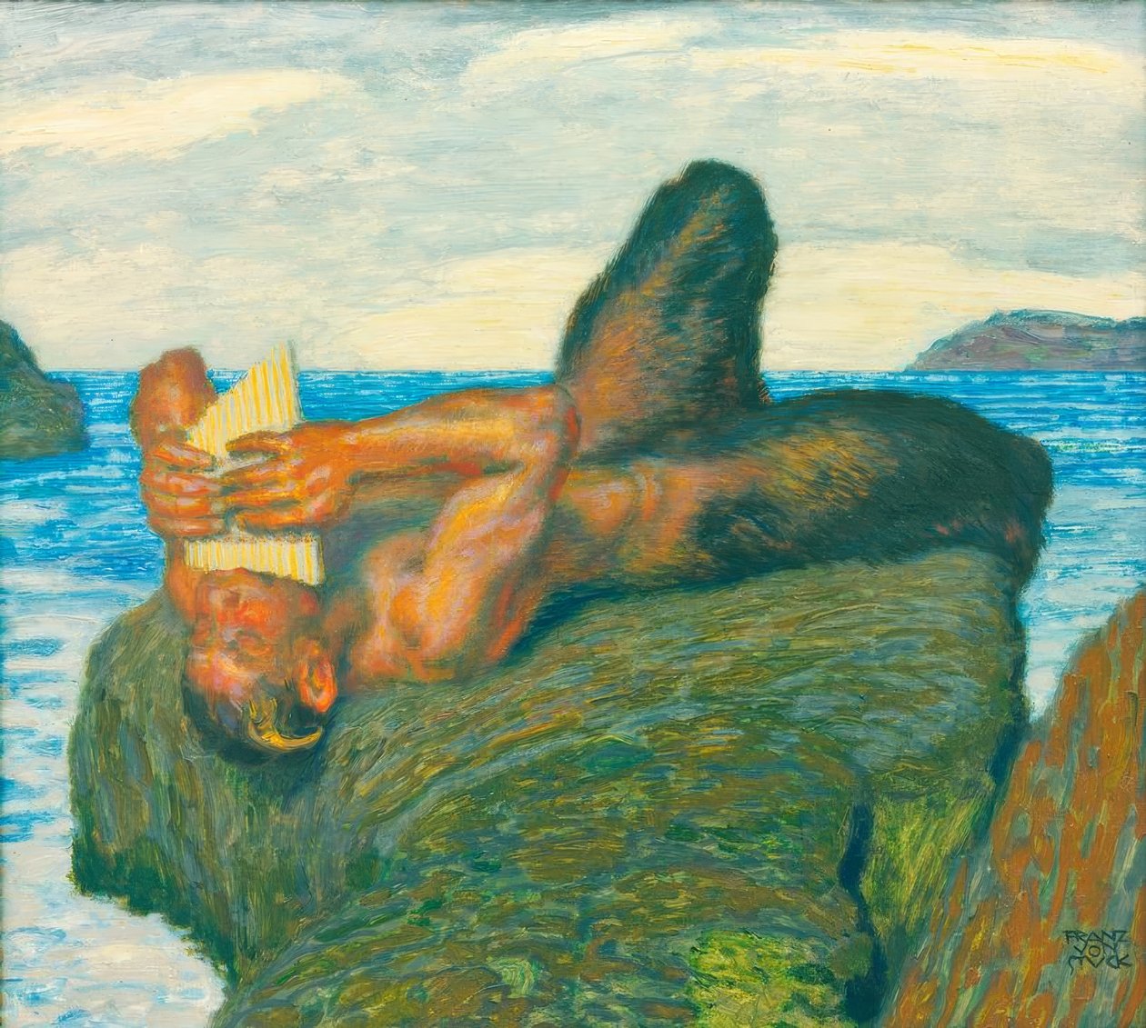 Syrinxblasender Faun am Meer autorstwa Franz von Stuck