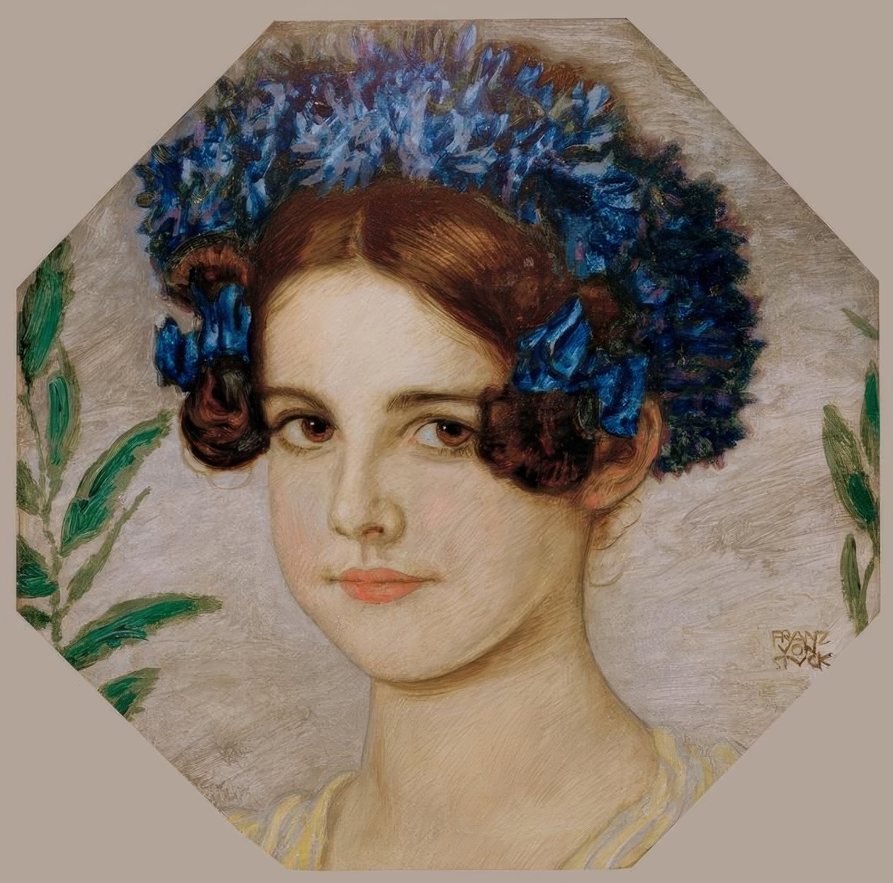 Córka artysty z chabrami we włosach autorstwa Franz von Stuck