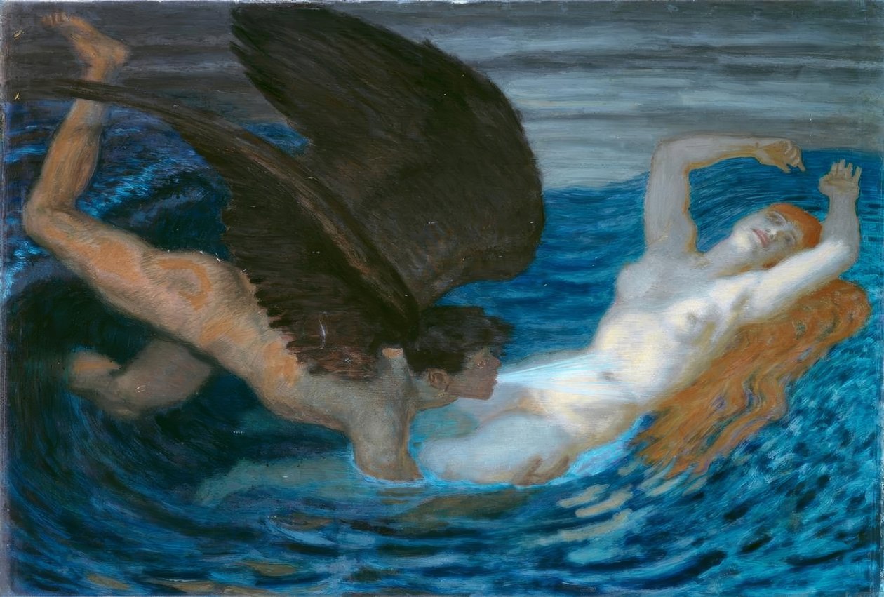 Wiatr i fala autorstwa Franz von Stuck