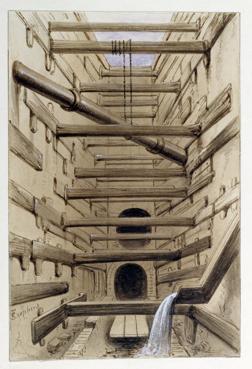 Wnętrze kanału Fleet Street, 1845 autorstwa Frederick Shepherd