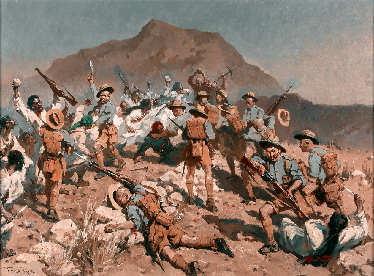 2 batalion 5 Gurkha Rifles w Ahnai Tangi, Pogranicze Północno-Zachodnie, Indie autorstwa Fred Roe