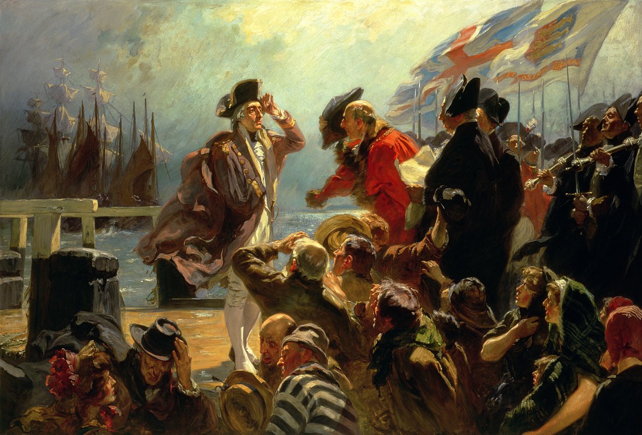 Powrót bohatera Nelsona, ok. 1909 (olej na płótnie) autorstwa Fred Roe