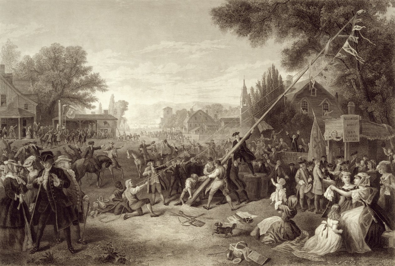 Podnoszenie słupa wolności, 1776, grawerowane przez Johna C. McRae, 1875 autorstwa Frederic A. Chapman