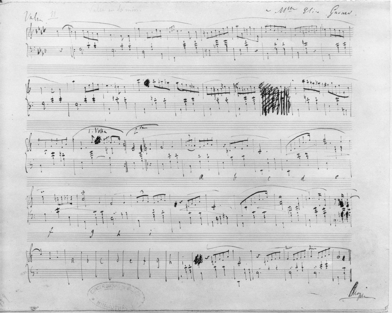 Ms.117, Walc f-moll, Opus 70, nr 2, dedykowany Elise Gavard autorstwa Frederic Chopin