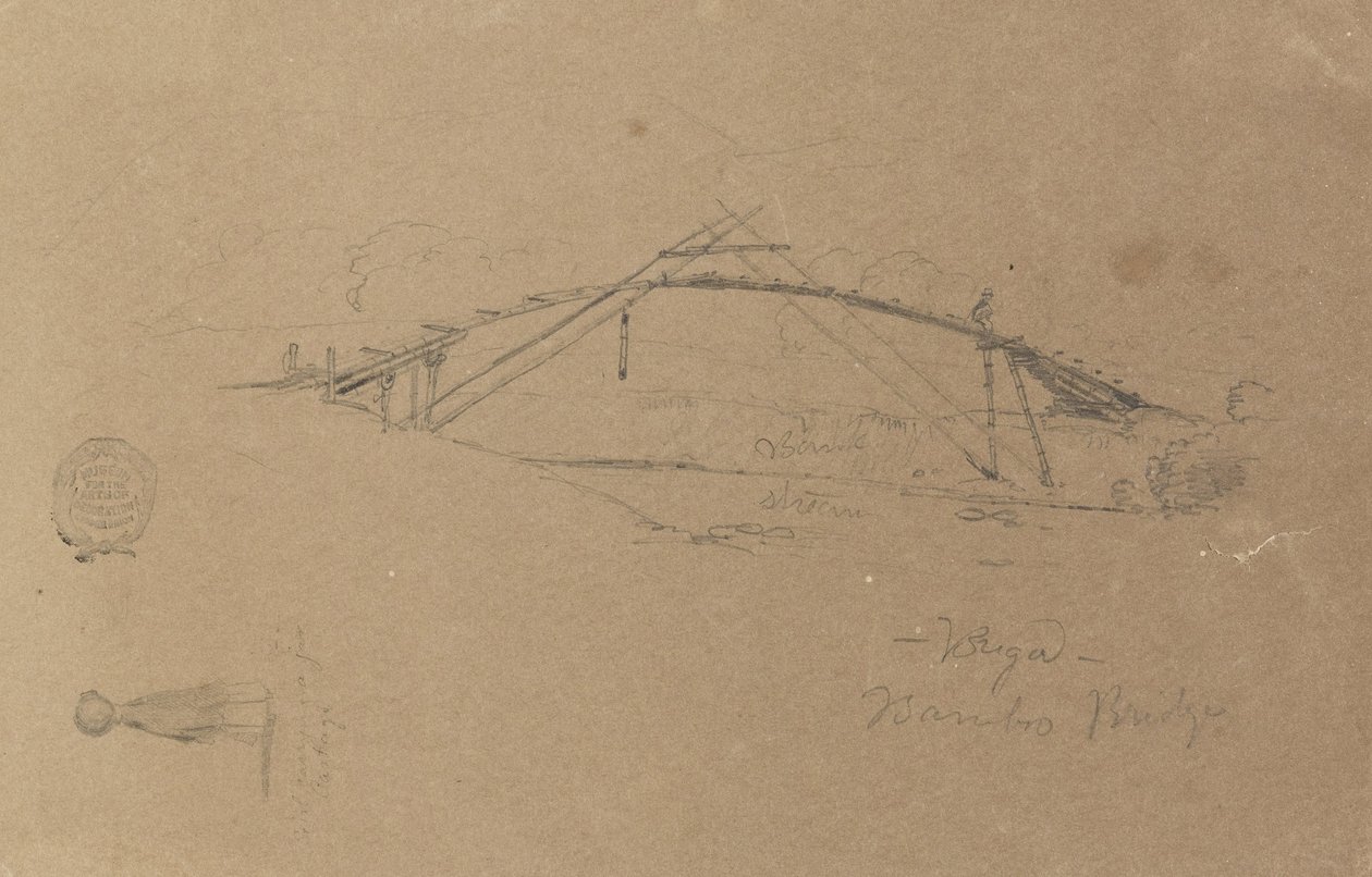 Bamboo Bridge w Buga, Kolumbia i Dziewczyna niosąca słoik, Cartago, Kolumbia autorstwa Frederic Edwin Church