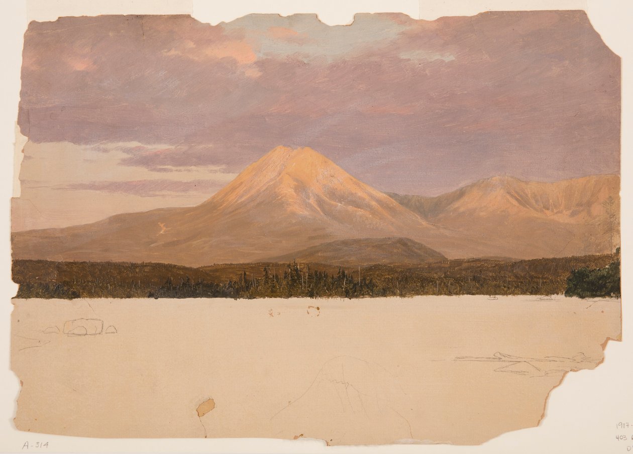 Rysunek, Góra Katahdin z jeziora Katahdin, 1878 autorstwa Frederic Edwin Church