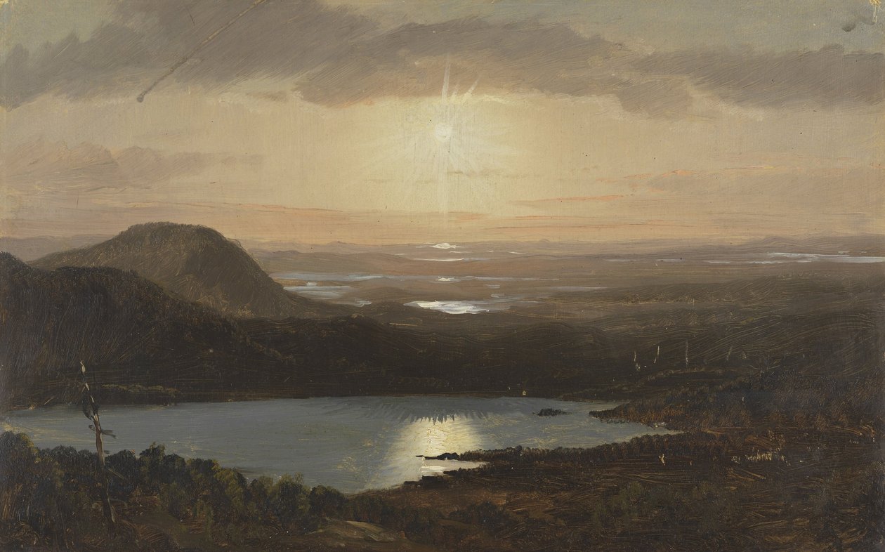 Eagle Lake widziane z góry Cadillac, Mount Desert Island, Maine autorstwa Frederic Edwin Church