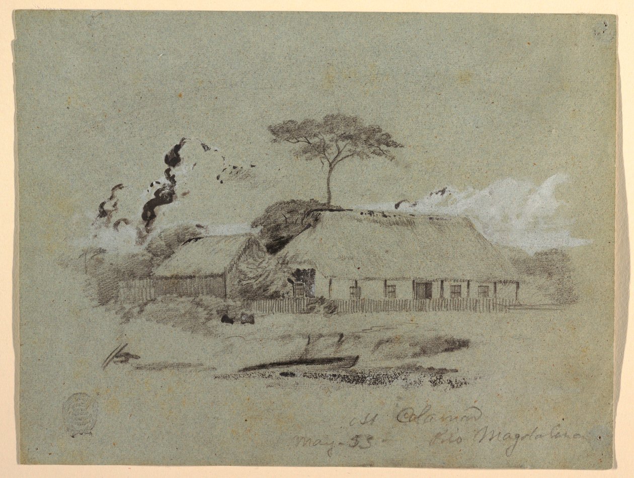 Dom i szopa, Calamar, Kolumbia autorstwa Frederic Edwin Church