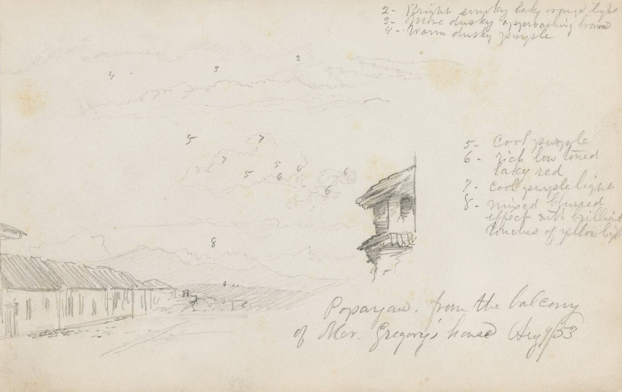 Popayan, Kolumbia; Verso- Krajobraz górski, Kolumbia autorstwa Frederic Edwin Church