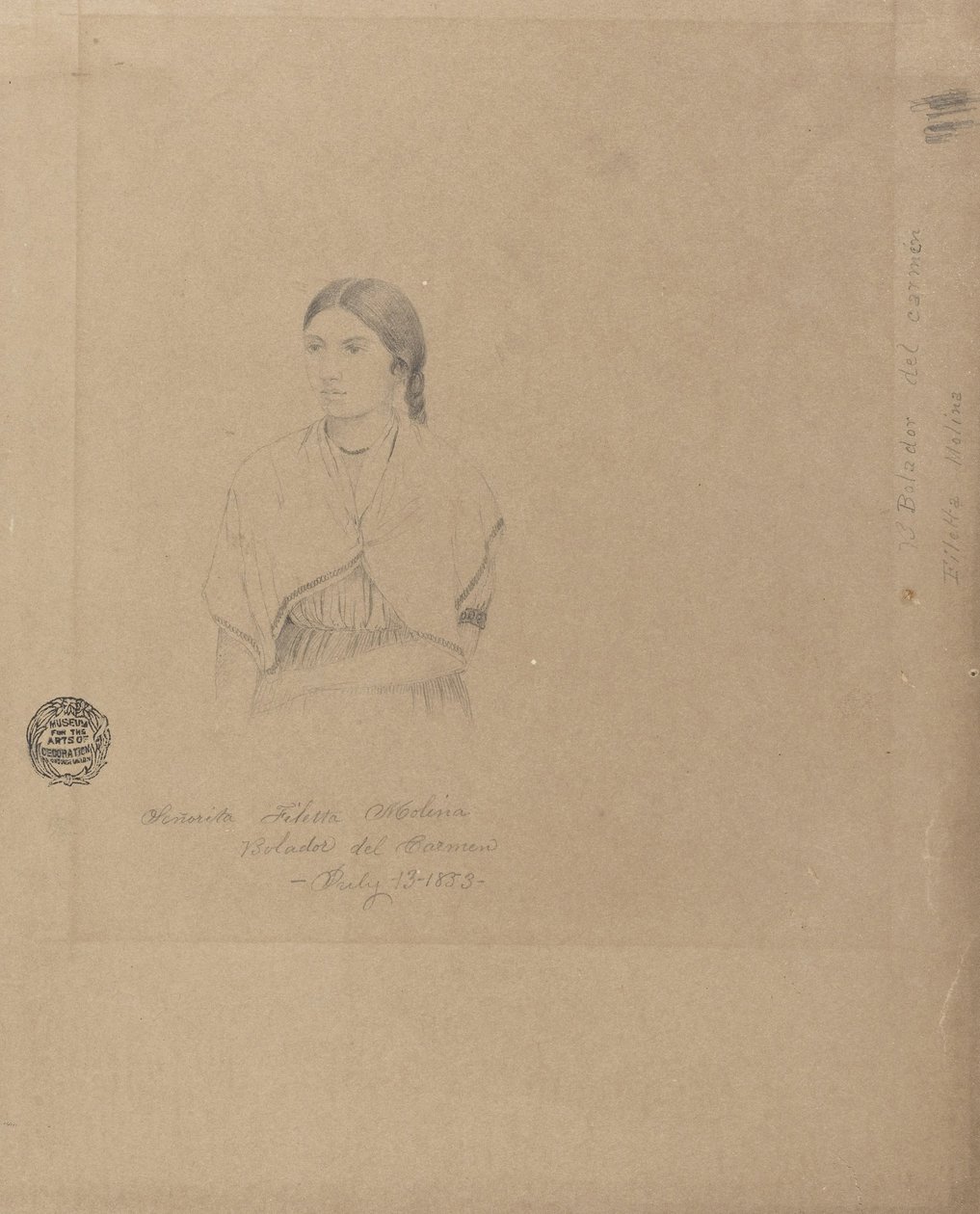Portret boliwijskiej dziewczyny- Senorita Filetta Molina Bolador del Carmen, Kolumbia autorstwa Frederic Edwin Church