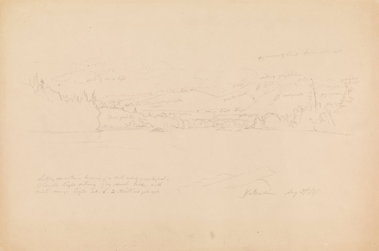Brzeg jeziora i pogórze góry Katahdin autorstwa Frederic Edwin Church