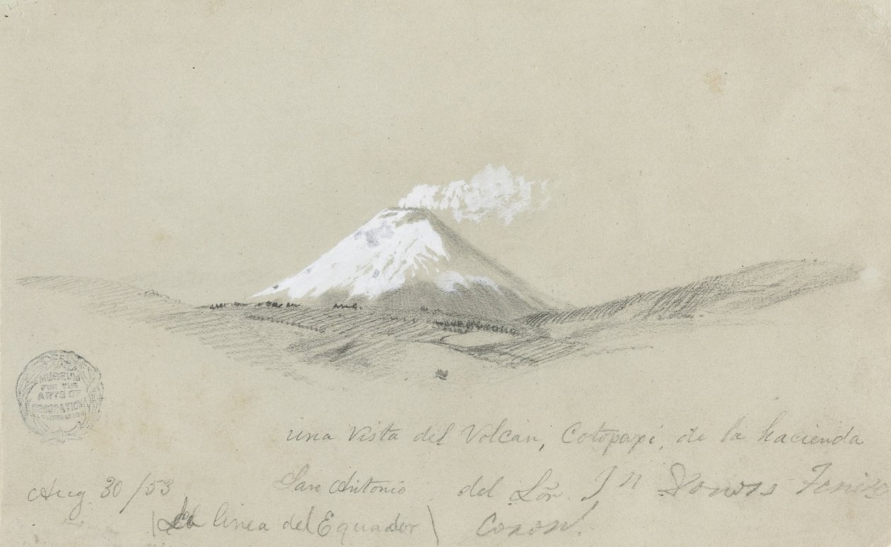 Widok na Cotapaxi z Hacjendy San Antonio, Ekwador autorstwa Frederic Edwin Church