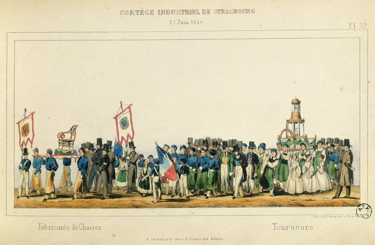 Procesja Producentów Krzeseł w Strasburgu, 25 czerwca 1840 r autorstwa Frederic Emile Simon