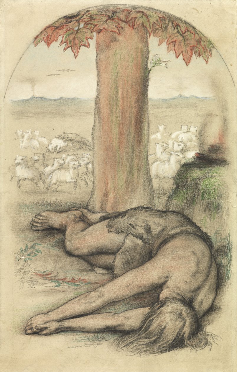 Alegoria bezczynności (ołówek i kreda na papierze) autorstwa Frederic James Shields