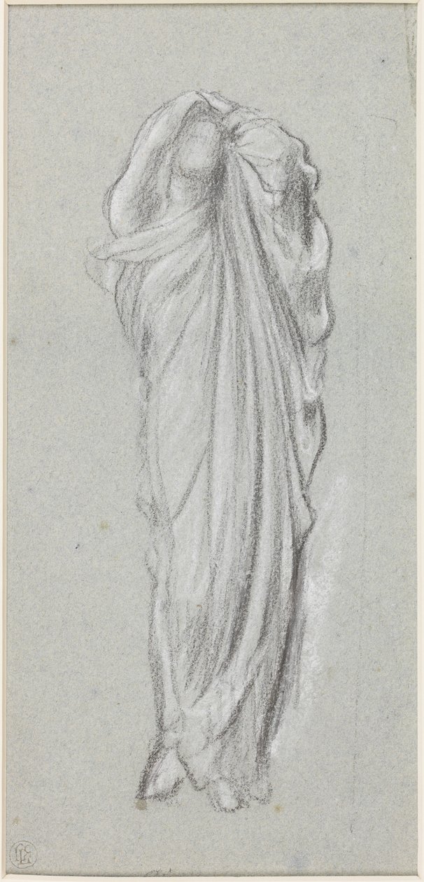 Studium draperii dla Elektry przy grobie Agamemnona (kreda na papierze) autorstwa Frederic Leighton