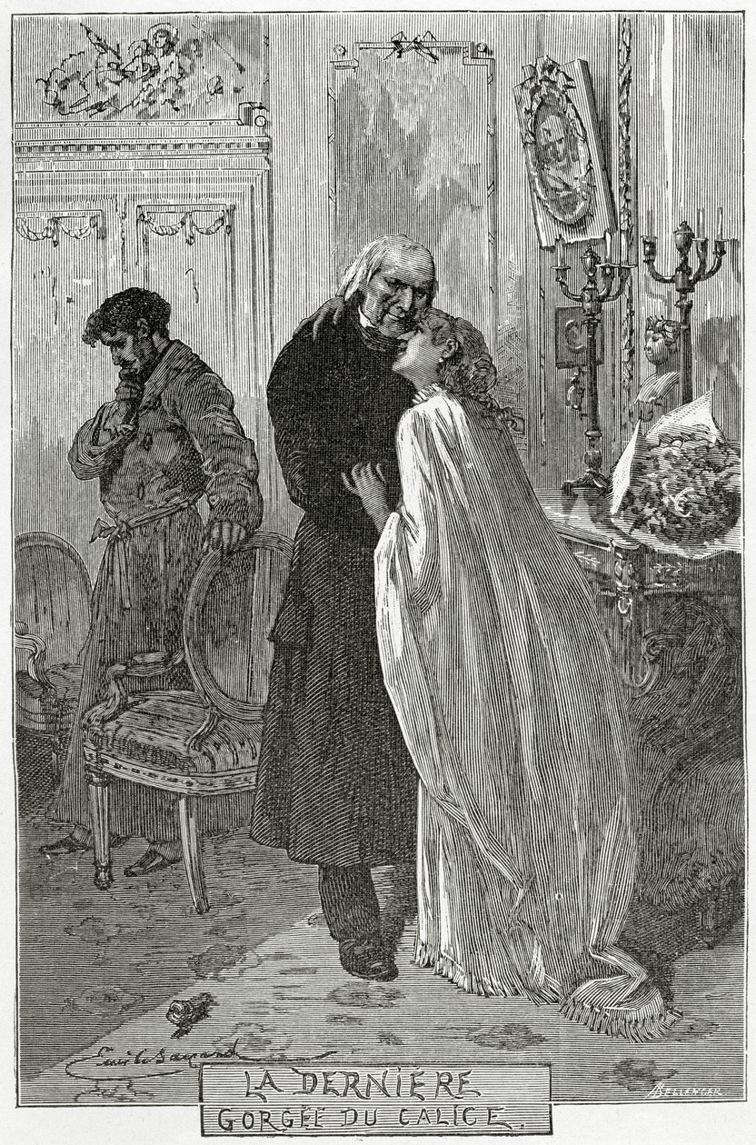 Ostatni wąwóz kielicha - ilustracja z Les Misérables, XIX wiek (rycina bw) autorstwa Frederic Theodore Lix