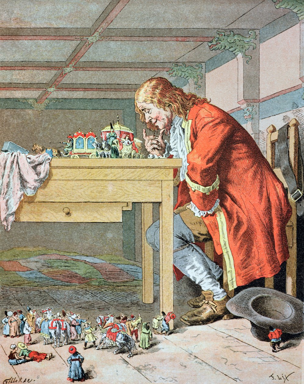 Gdy rozmawiałem z damami...", ilustracja z "Podróży Guliwera" Jonathana Swifta (1667-1745) autorstwa Frederic Theodore Lix