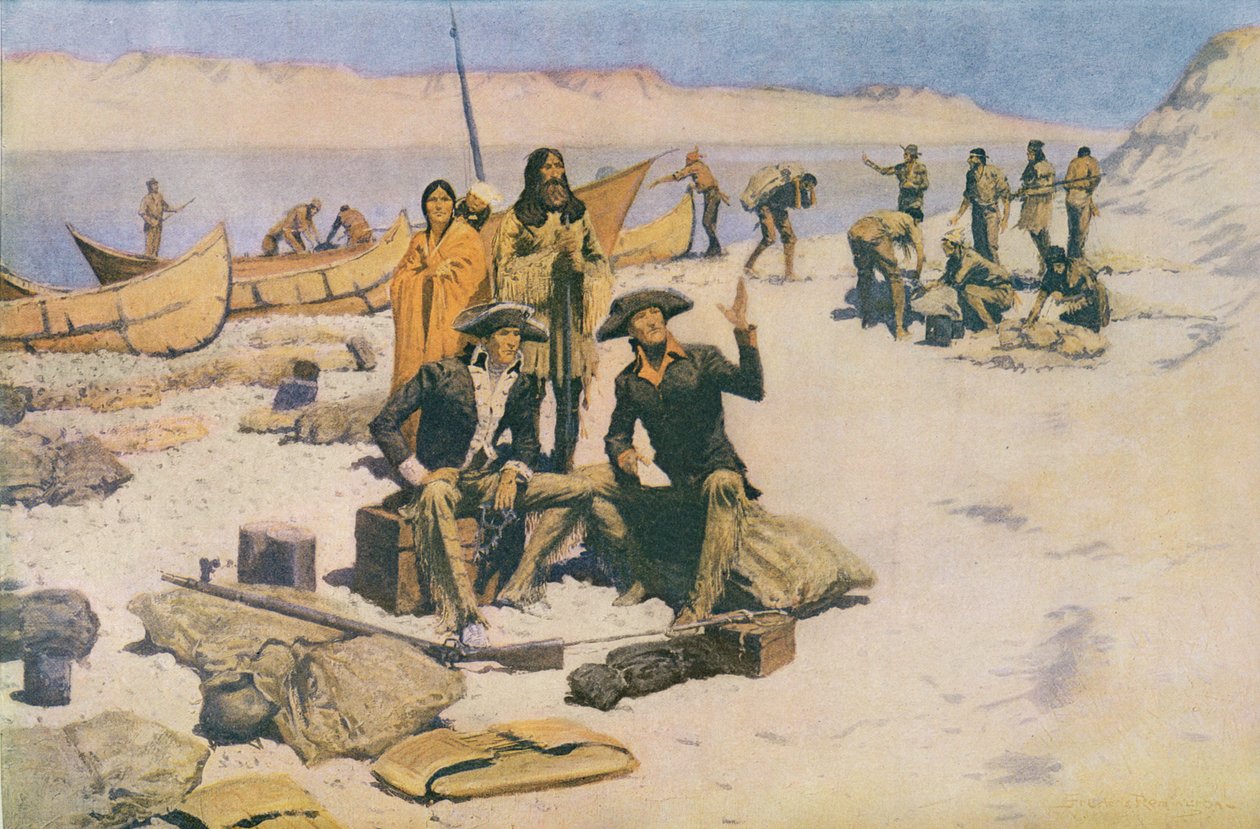 Lewis i Clark u ujścia rzeki Kolumbia, 1805, z 
