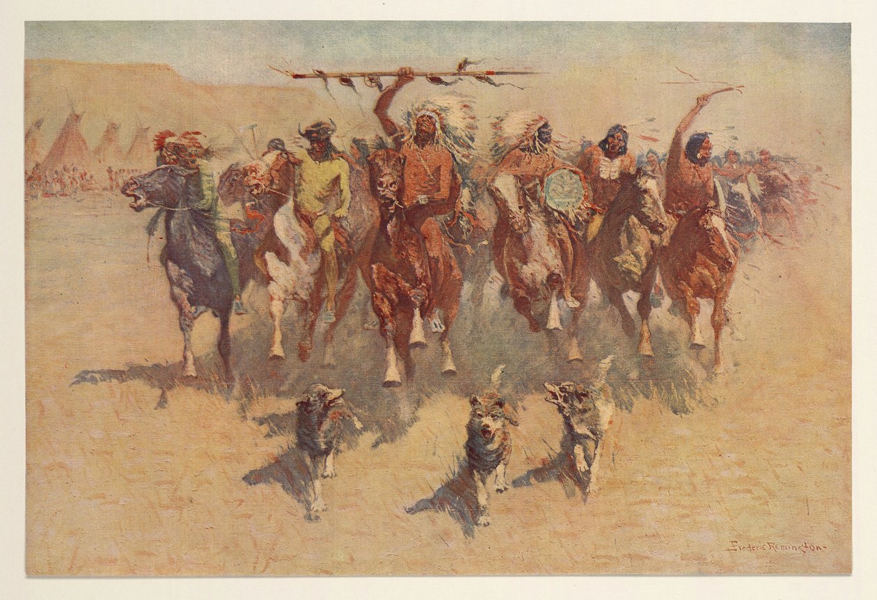 Ceremonia skalpowania, z Colliers Weekly, wyd. 1906 autorstwa Frederic Remington