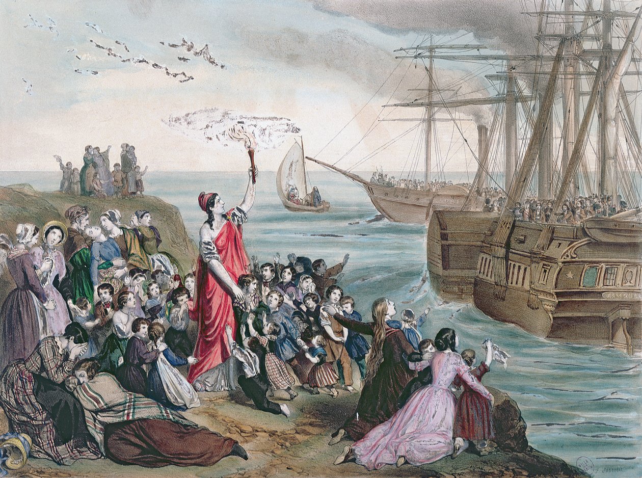 Pożegnanie mężczyzn wysłanych na wygnanie, 1850 autorstwa Frederic Sorrieu