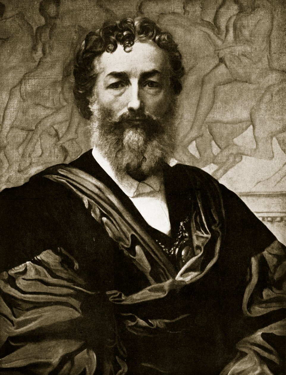 Autoportret (litografia) autorstwa Frederic (after) Leighton