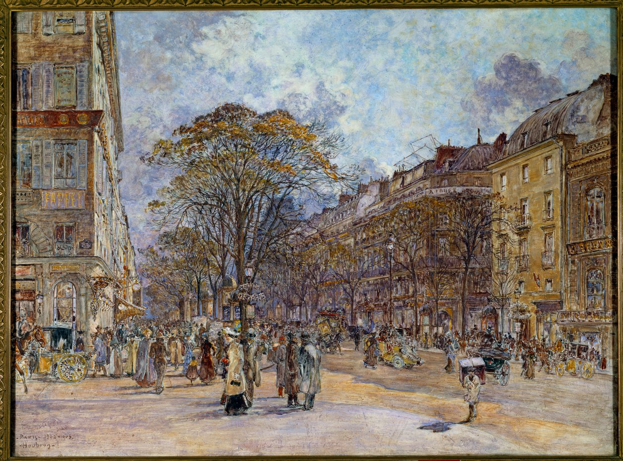 Le boulevard des Italians w Paryżu Obraz Frederica Anatole Houbrona (1851-1908) 1902 nd. 0,55x0,73 m Paryż, Musee Carnavalet - Boulevard des Italians w Paryżu. Obraz Fryderyka Anatola Houbrona (1851-1908) autorstwa Frederic Anatole Houbron